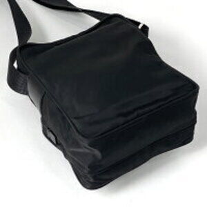 Prada Plate Shoulder Black Bag Logo Nero